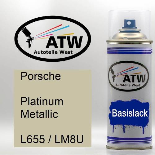 Porsche, Platinum Metallic, L655 / LM8U: 400ml Sprühdose, von ATW Autoteile West.